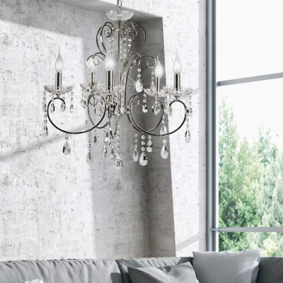 Pětiramenný závěsný lustr v anglickém stylu AURORA - 5xE14, 40W, chromovaný