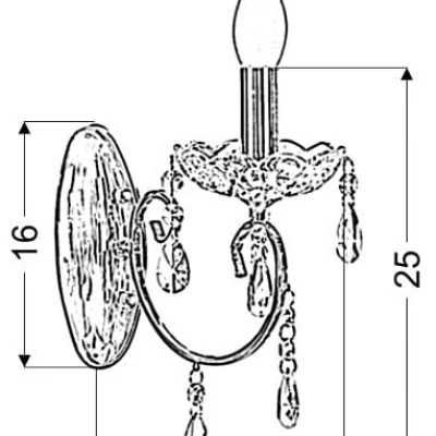 Nástěnné osvětlení v anglickém stylu AURORA - 1xE14, 40W, chromované