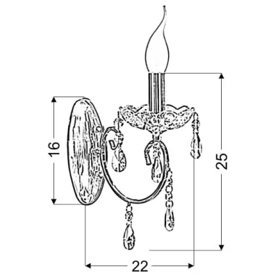 Nástěnné osvětlení v anglickém stylu AURORA - 1xE14, 40W, chromované