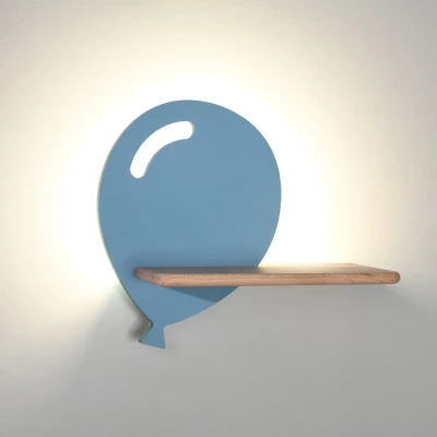 Dětské LED nástěnné svítidlo s poličkou BALLOON - 4W, 4000K (denní bílá), modré