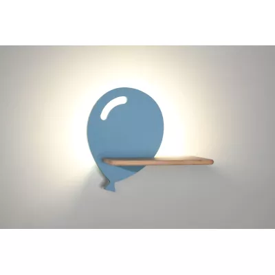 Dětské LED nástěnné svítidlo s poličkou BALLOON - 4W, 4000K (denní bílá), modré