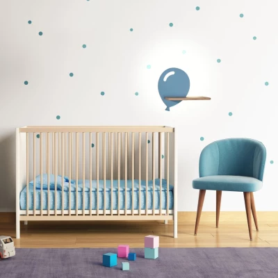 Dětské LED nástěnné svítidlo s poličkou BALLOON - 4W, 4000K (denní bílá), modré