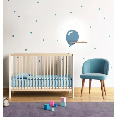 Dětské LED nástěnné svítidlo s poličkou BALLOON - 4W, 4000K (denní bílá), modré