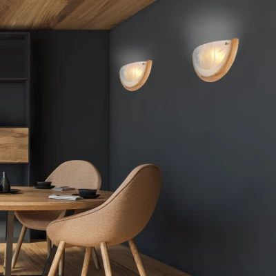 Nástěnné dřevěvné osvětlení BAMBOO - 1xE27, 60W, hnědé / čiré