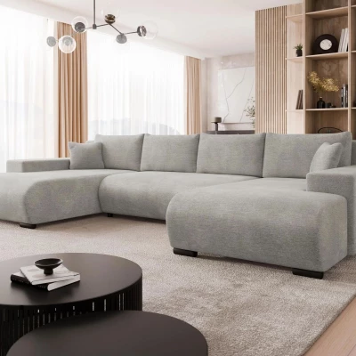 Moderní rozkládací sedačka do tvaru U SELAH - stříbrná