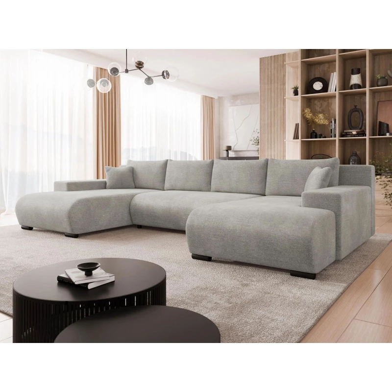 Moderní rozkládací sedačka do tvaru U SELAH - stříbrná