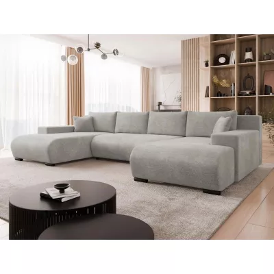 Moderní rozkládací sedačka do tvaru U SELAH - stříbrná