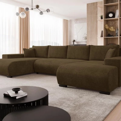 Moderní rozkládací sedačka do tvaru U SELAH - čokoládová 2