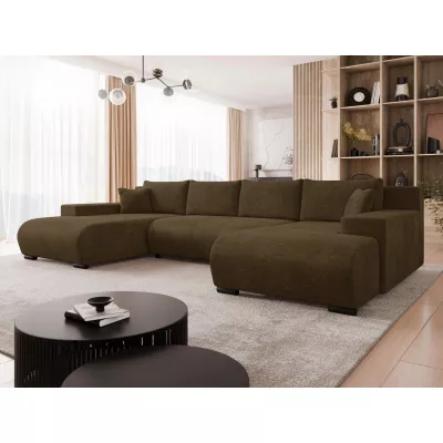 Moderní rozkládací sedačka do tvaru U SELAH - čokoládová 2