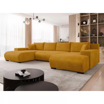 Moderní rozkládací sedačka do tvaru U SELAH - žlutá