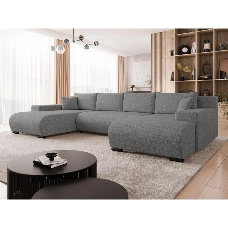 Moderní rozkládací sedačka do tvaru U SELAH - tmavá šedá