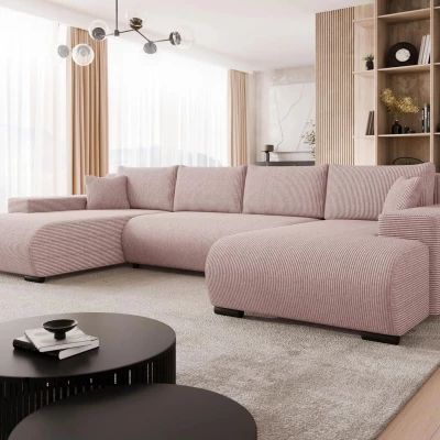 Moderní rozkládací sedačka do tvaru U SELAH - meruňková