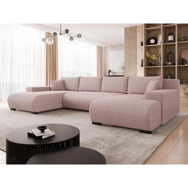 Moderní rozkládací sedačka do tvaru U SELAH - meruňková