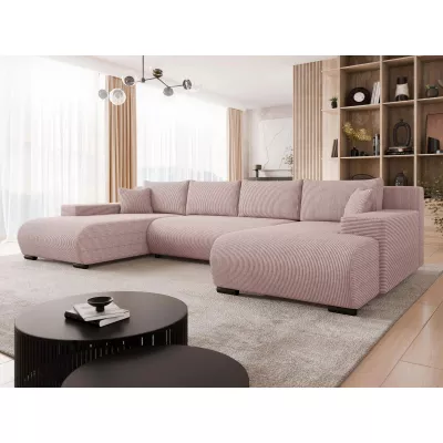 Moderní rozkládací sedačka do tvaru U SELAH - meruňková