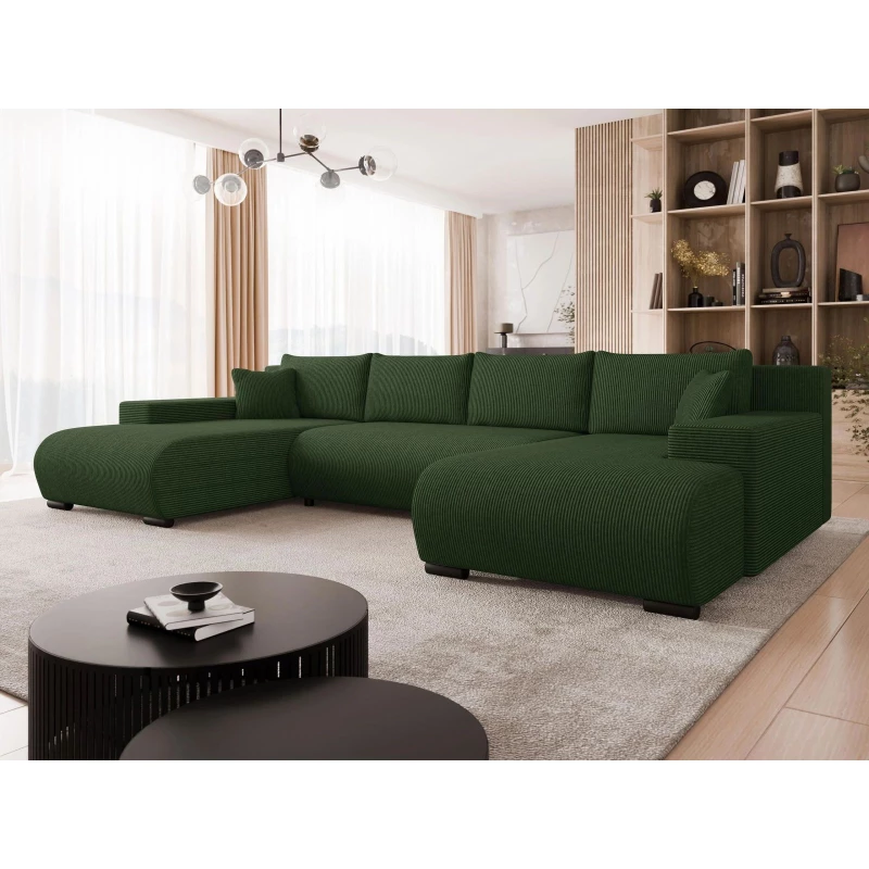 Moderní rozkládací sedačka do tvaru U SELAH - zelená 2