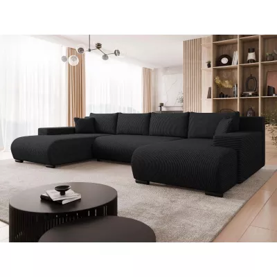 Moderní rozkládací sedačka do tvaru U SELAH - černá