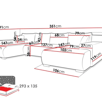 Moderní rozkládací sedačka do tvaru U SELAH - zelená 2