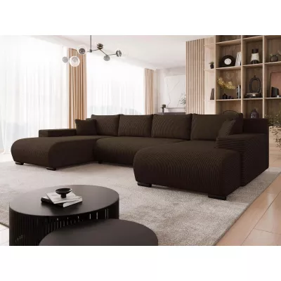 Moderní rozkládací sedačka do tvaru U SELAH - čokoládová 1