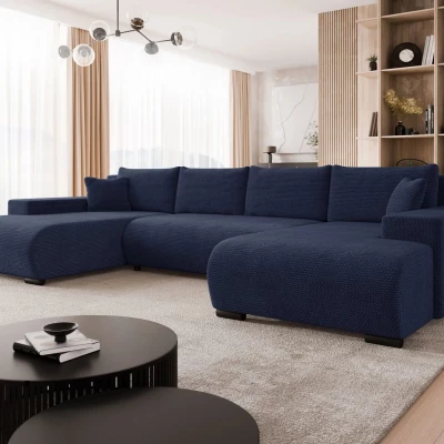 Moderní rozkládací sedačka do tvaru U SELAH - modrá