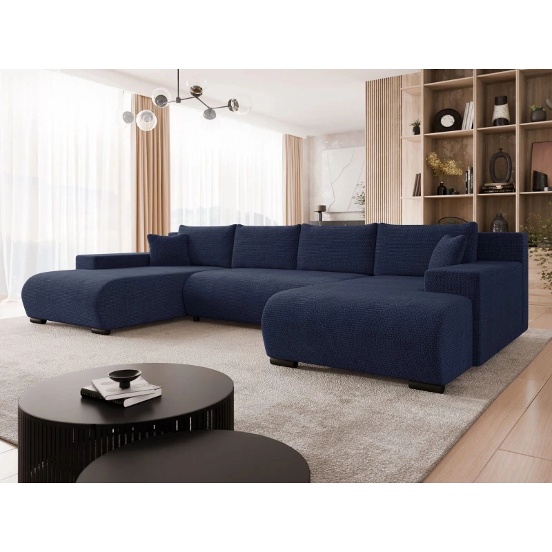 Moderní rozkládací sedačka do tvaru U SELAH - modrá