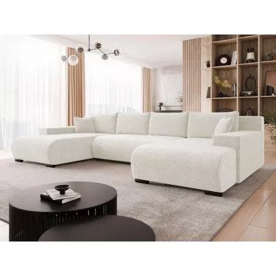 Moderní rozkládací sedačka do tvaru U SELAH - smetanová