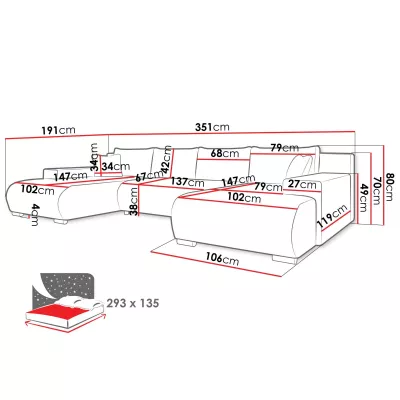 Moderní rozkládací sedačka do tvaru U SELAH - čokoládová 1
