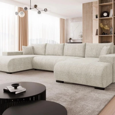 Moderní rozkládací sedačka do tvaru U SELAH - tmavá ecru