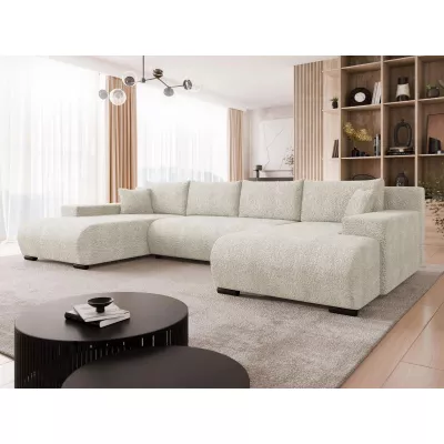 Moderní rozkládací sedačka do tvaru U SELAH - tmavá ecru