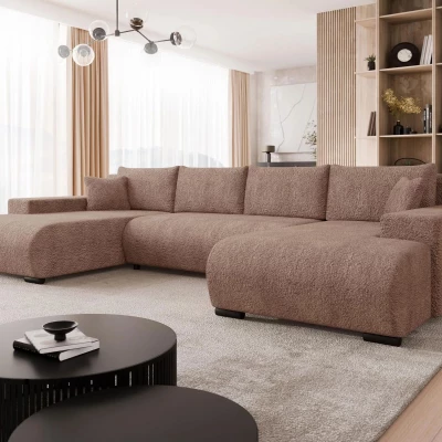 Moderní rozkládací sedačka do tvaru U SELAH - indická růžová