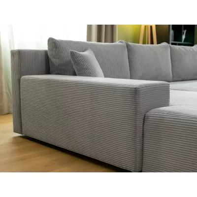 Moderní rozkládací sedačka do tvaru U SELAH - světlá béžová