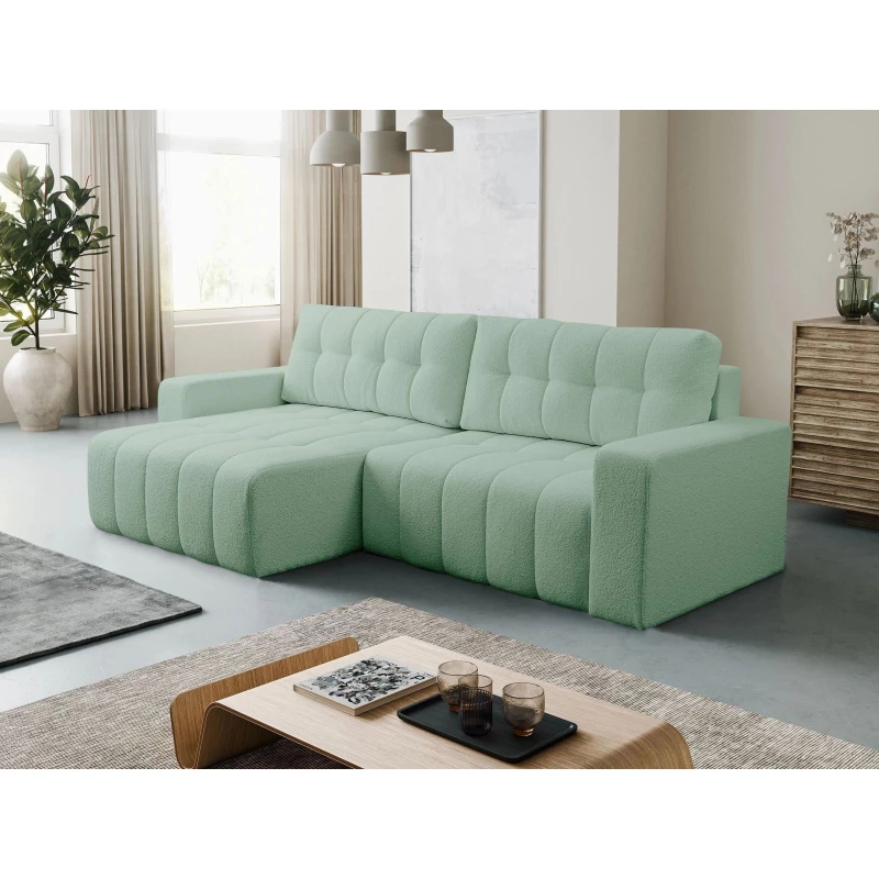 Rohová rozkládací sedací souprava WAPATO - světlá mátová