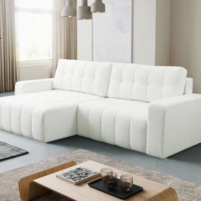 Rohová rozkládací sedací souprava WAPATO - bílá