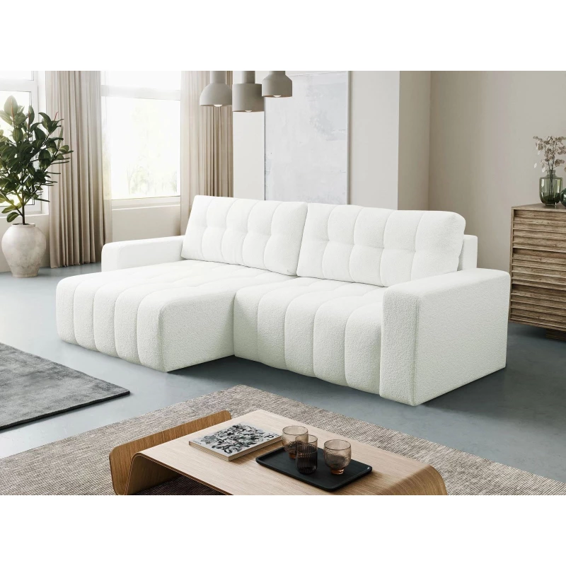 Rohová rozkládací sedací souprava WAPATO - bílá