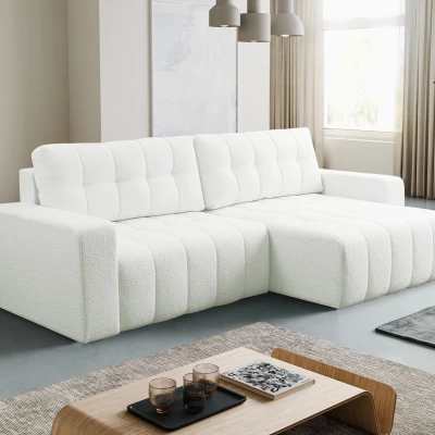 Rohová rozkládací sedací souprava WAPATO - bílá