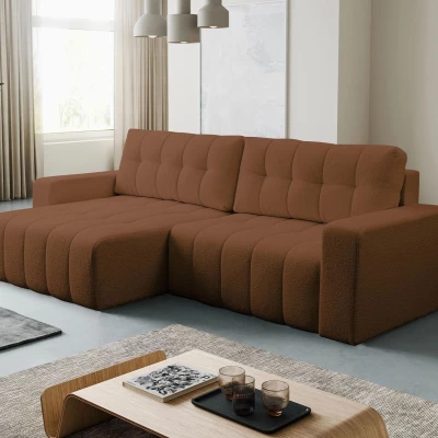 Rohová rozkládací sedací souprava WAPATO - hnědá