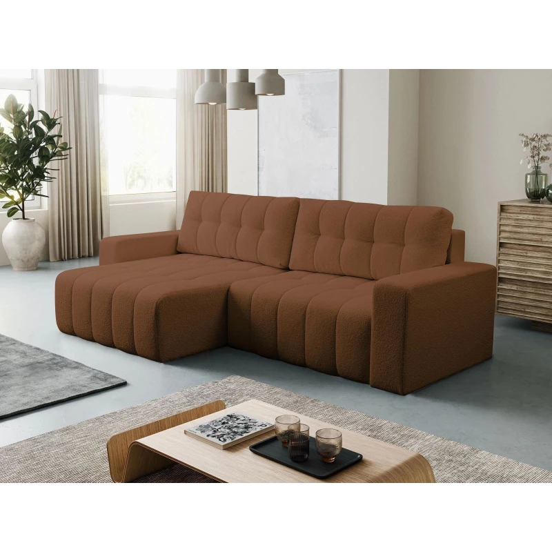 Rohová rozkládací sedací souprava WAPATO - hnědá