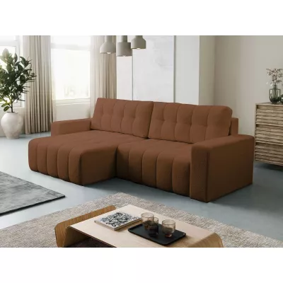 Rohová rozkládací sedací souprava WAPATO - hnědá