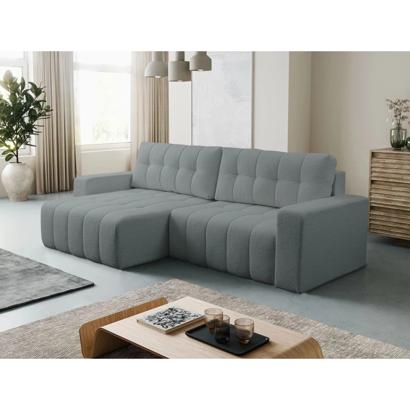 Rohová rozkládací sedací souprava WAPATO - světlá grafitová