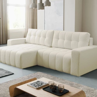 Rohová rozkládací sedací souprava WAPATO - krémová