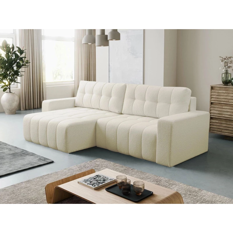 Rohová rozkládací sedací souprava WAPATO - krémová