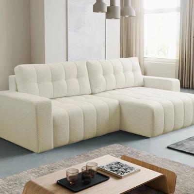 Rohová rozkládací sedací souprava WAPATO - krémová