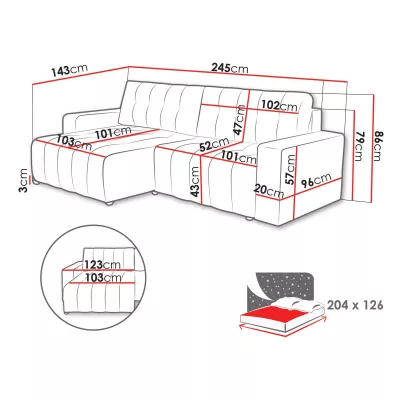 Rohová rozkládací sedací souprava WAPATO - hnědá