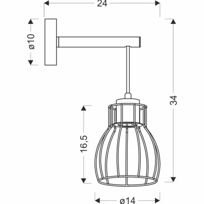 Nástěnné industriální svítidlo BERNITA - 1xE27, 60W, černé / hnědé