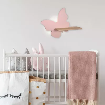 Dětská LED lampička na zeď do zásuvky BUTTERFLY - 5W, 4000K (denní bílá), růžová