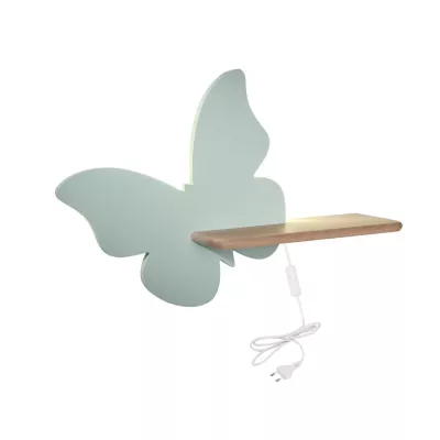 Dětská LED lampička na zeď do zásuvky BUTTERFLY - 5W, 4000K (denní bílá), mátová