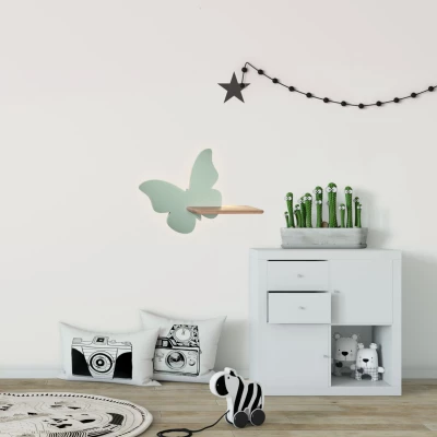 Dětská LED lampička na zeď do zásuvky BUTTERFLY - 5W, 4000K (denní bílá), mátová
