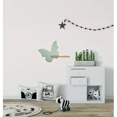 Dětská LED lampička na zeď do zásuvky BUTTERFLY - 5W, 4000K (denní bílá), mátová
