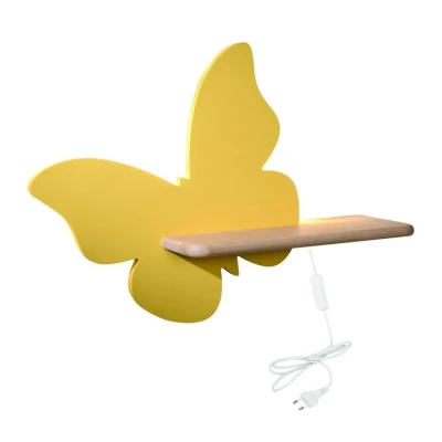 Dětská LED lampička na zeď do zásuvky BUTTERFLY - 5W, 4000K (denní bílá), žlutá