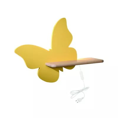 Dětská LED lampička na zeď do zásuvky BUTTERFLY - 5W, 4000K (denní bílá), žlutá