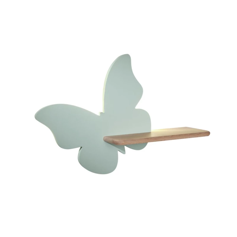Dětská LED lampička na zeď s poličkou BUTTERFLY - 5W, 4000K (denní bílá), mátová